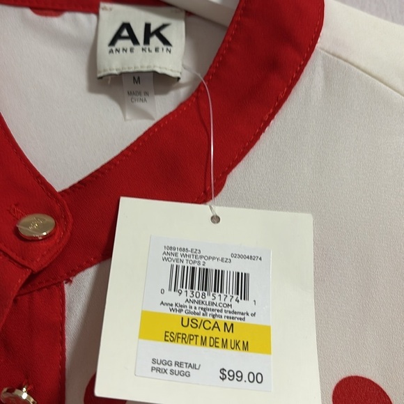 AK  Nathalie Red Polka Dot shirt - Picture 2 of 9